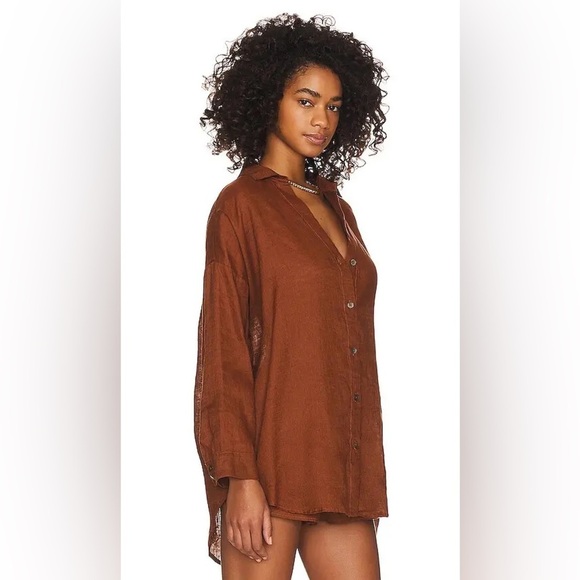 L*SPACE Rio Linen Tunic - Coffee size M / L - Picture 2 of 16
